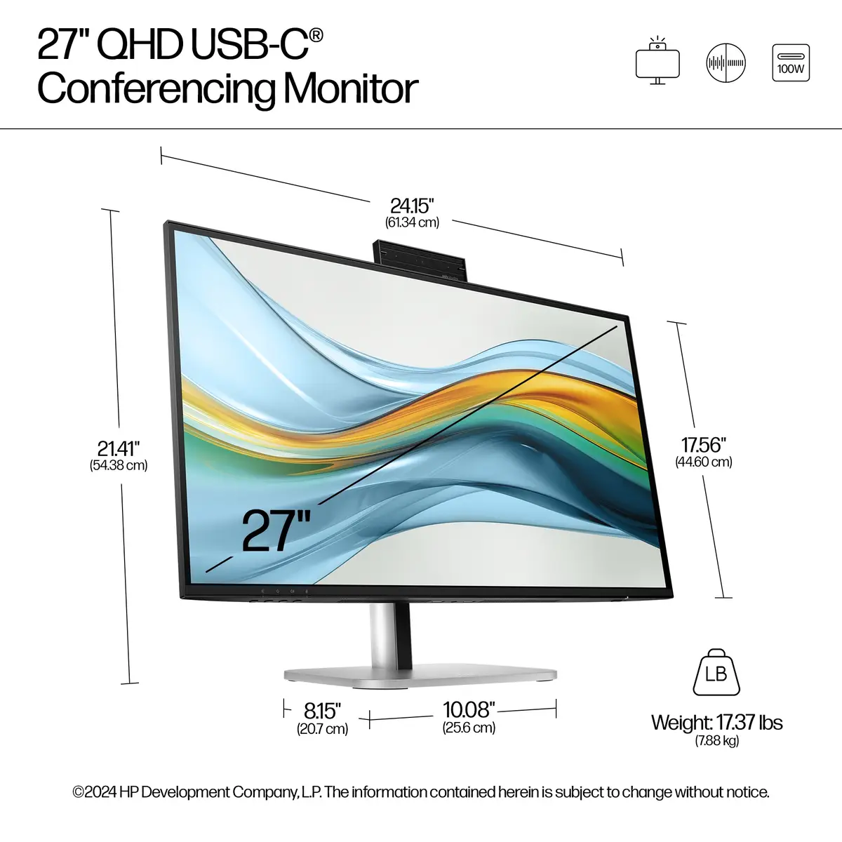 Series 5 Pro Serie 5 Pro 27-Zoll-QHD-USB-C-Konferenzmonitor – 527pm, 68,6 cm (27"), 2560 x 1440 Pixel, Quad HD, LCD, 5 ms, Schwarz