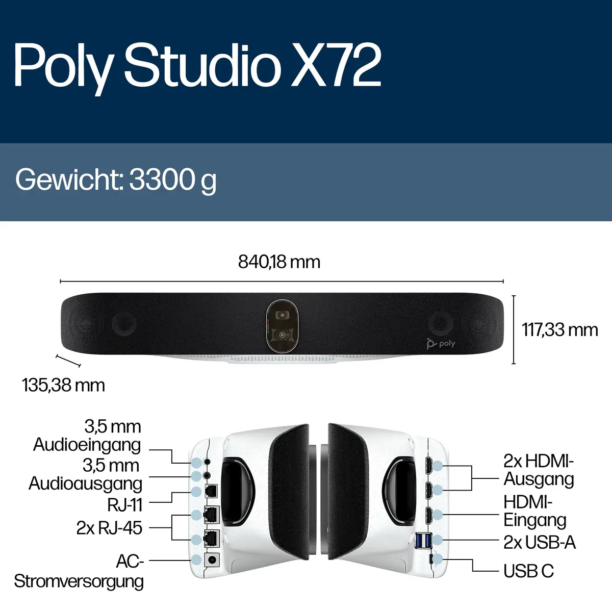 Poly Studio X72 All-In-One Video Bar EU