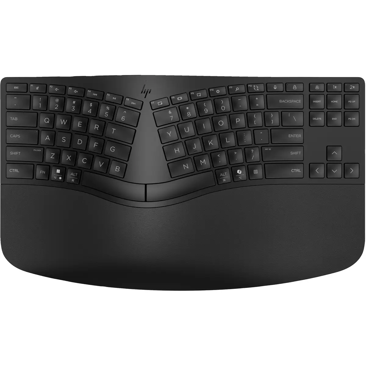 965 BLK Ergonomic Wireless Keyboard, Volle Größe (100%), Kabellos, RF Wireless + Bluetooth, Membran Key Switch, Schwarz