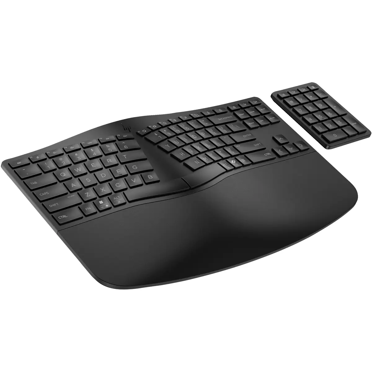 965 BLK Ergonomic Wireless Keyboard, Volle Größe (100%), Kabellos, RF Wireless + Bluetooth, Membran Key Switch, Schwarz