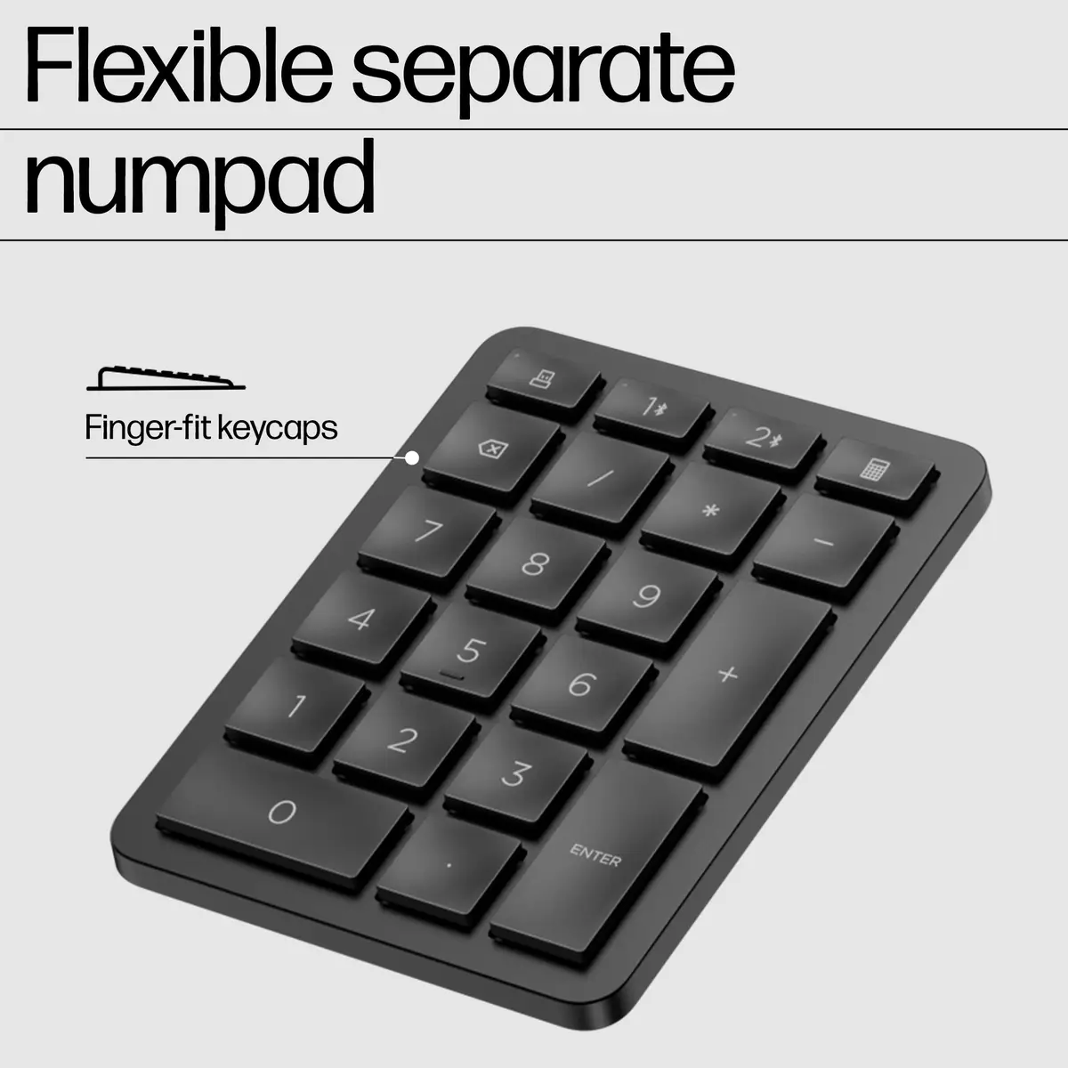 965 BLK Ergonomic Wireless Keyboard, Volle Größe (100%), Kabellos, RF Wireless + Bluetooth, Membran Key Switch, Schwarz