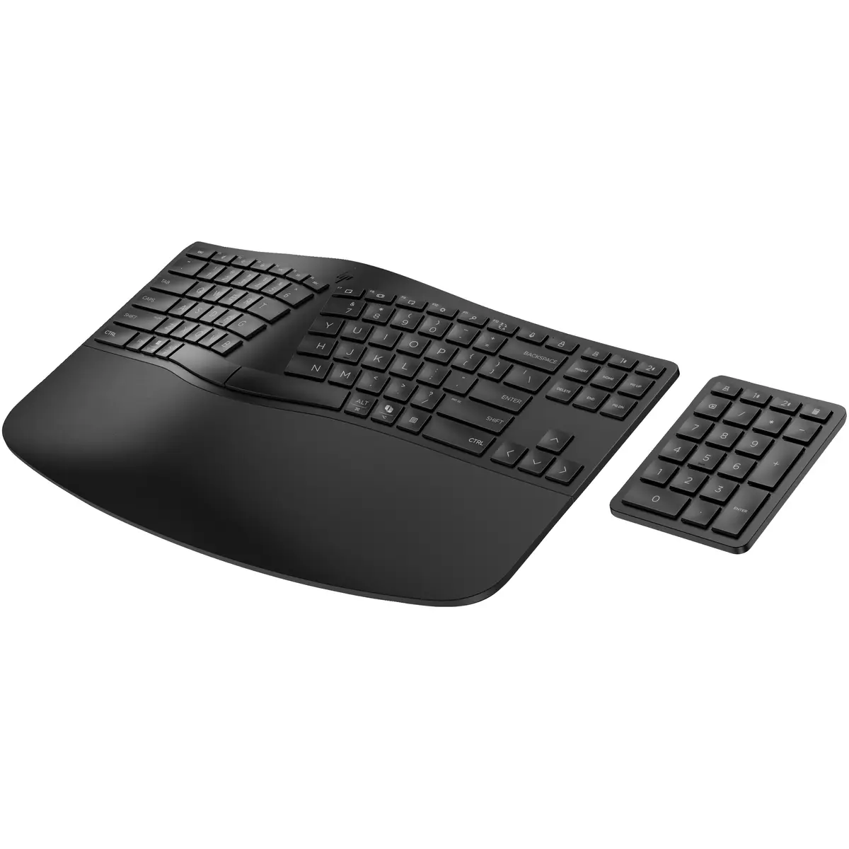 965 BLK Ergonomic Wireless Keyboard, Volle Größe (100%), Kabellos, RF Wireless + Bluetooth, Membran Key Switch, Schwarz