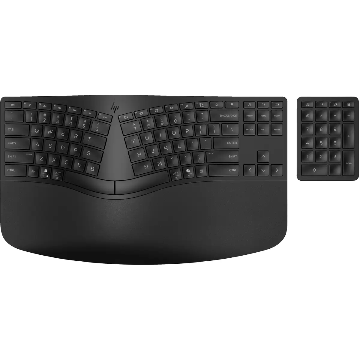 965 BLK Ergonomic Wireless Keyboard, Volle Größe (100%), Kabellos, RF Wireless + Bluetooth, Membran Key Switch, Schwarz
