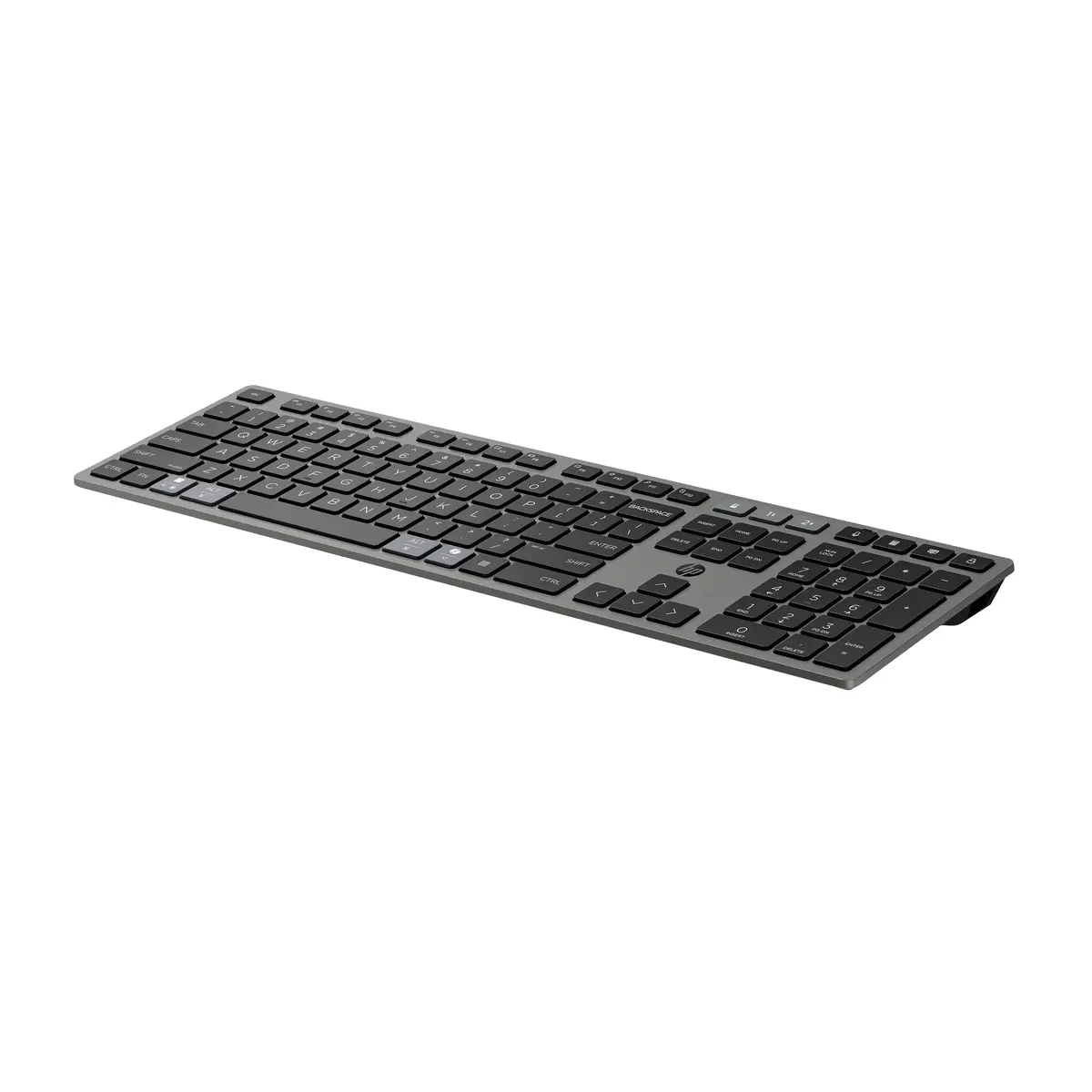 725 Kabellose Tastatur für mehrere Geräte, Volle Größe (100%), Kabellos, RF Wireless + Bluetooth, Grau