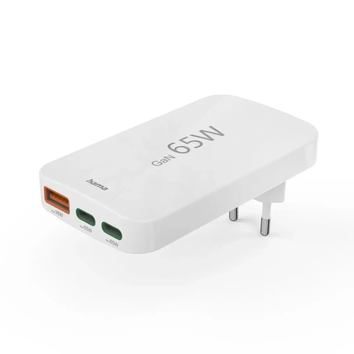 Schnellladegerät, 2x USB-C, 1x USB-A, flaches Mini-Ladegerät, PD, 65 W, WS
