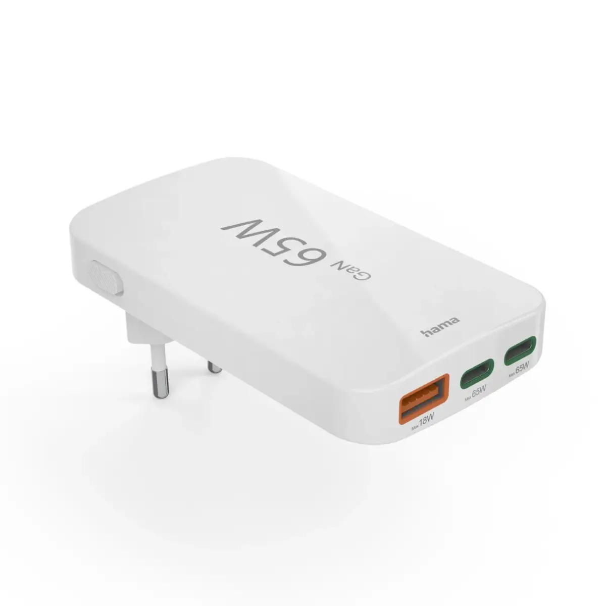 Schnellladegerät, 2x USB-C, 1x USB-A, flaches Mini-Ladegerät, PD, 65 W, WS