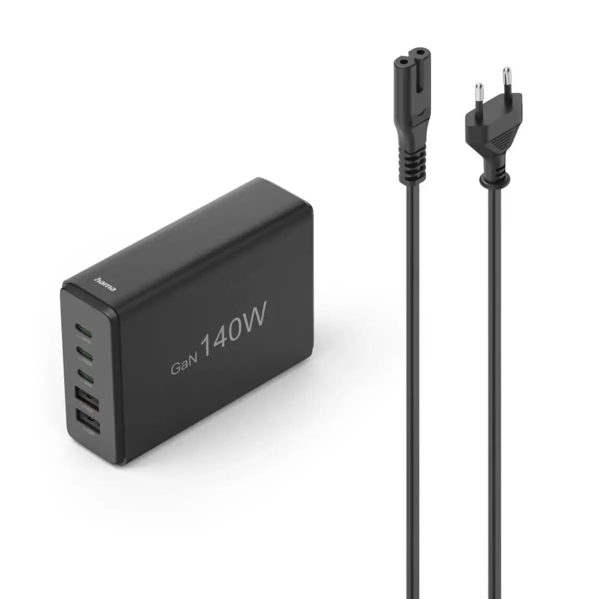 USB-Ladestation 5 Ports, GaN, Schnellladegerät, 3xUSB-C, 2xUSB-A, PD, 140 W