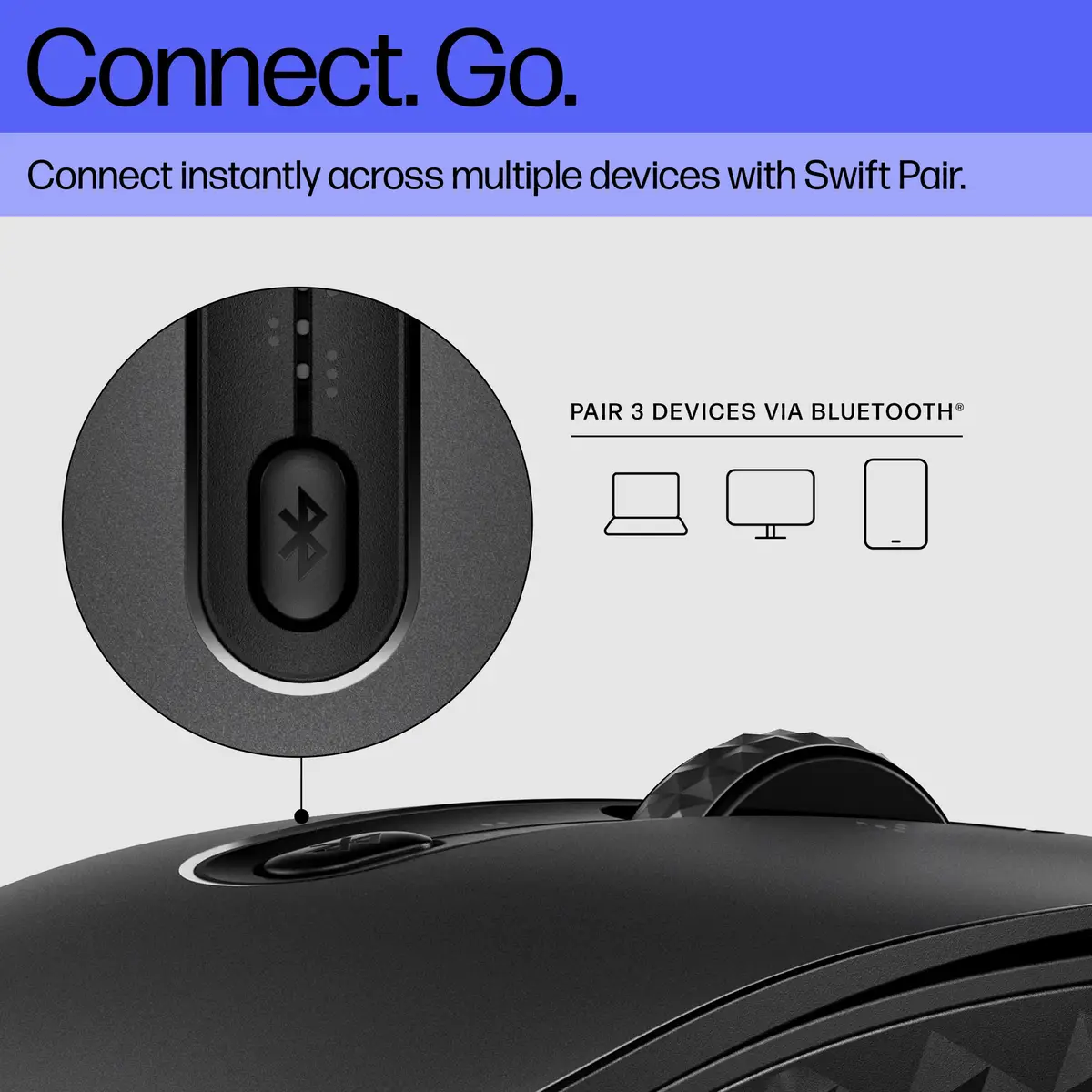 695 Rechargeable Wireless Mouse, Beidhändig, Bluetooth, 4000 DPI, Schwarz