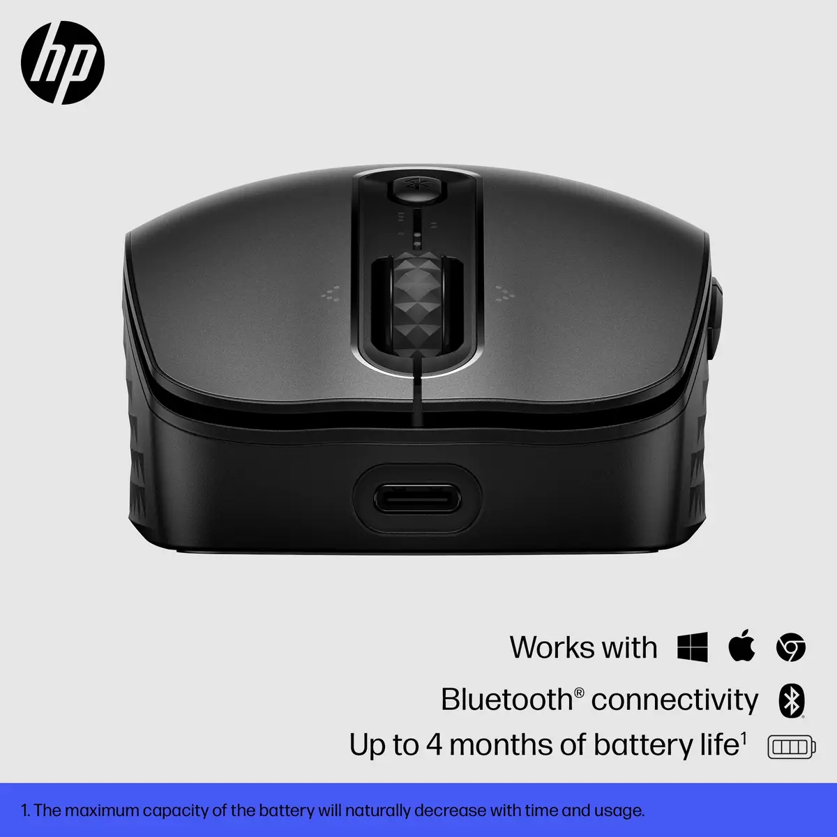 695 Rechargeable Wireless Mouse, Beidhändig, Bluetooth, 4000 DPI, Schwarz