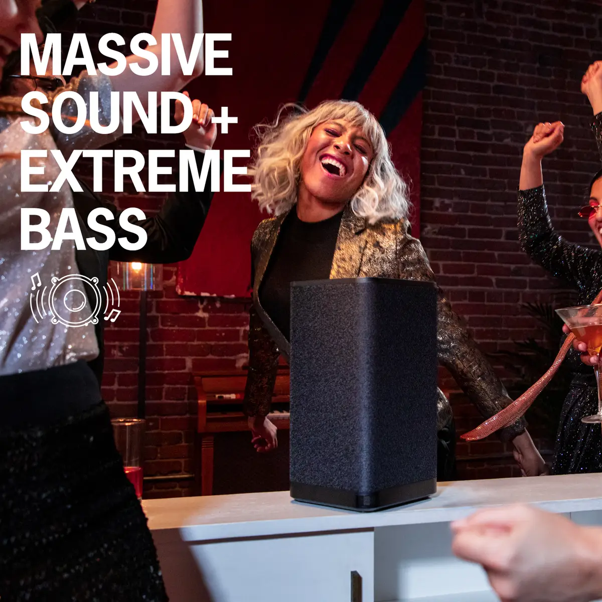 HYPERBOOM Party-Soundsystem tragbar schwarz Bluetooth