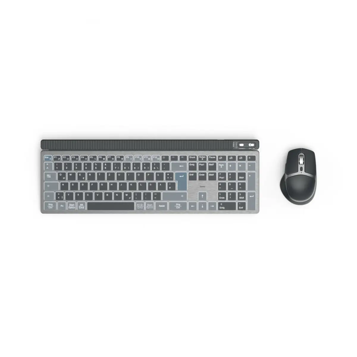 Multi-Device-Tastatur-Maus-Set WKM-750, kabellos, LED, Schwarz, QWERTZ DE