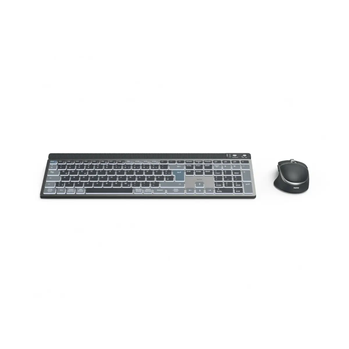 Multi-Device-Tastatur-Maus-Set WKM-750, kabellos, LED, Schwarz, QWERTZ DE