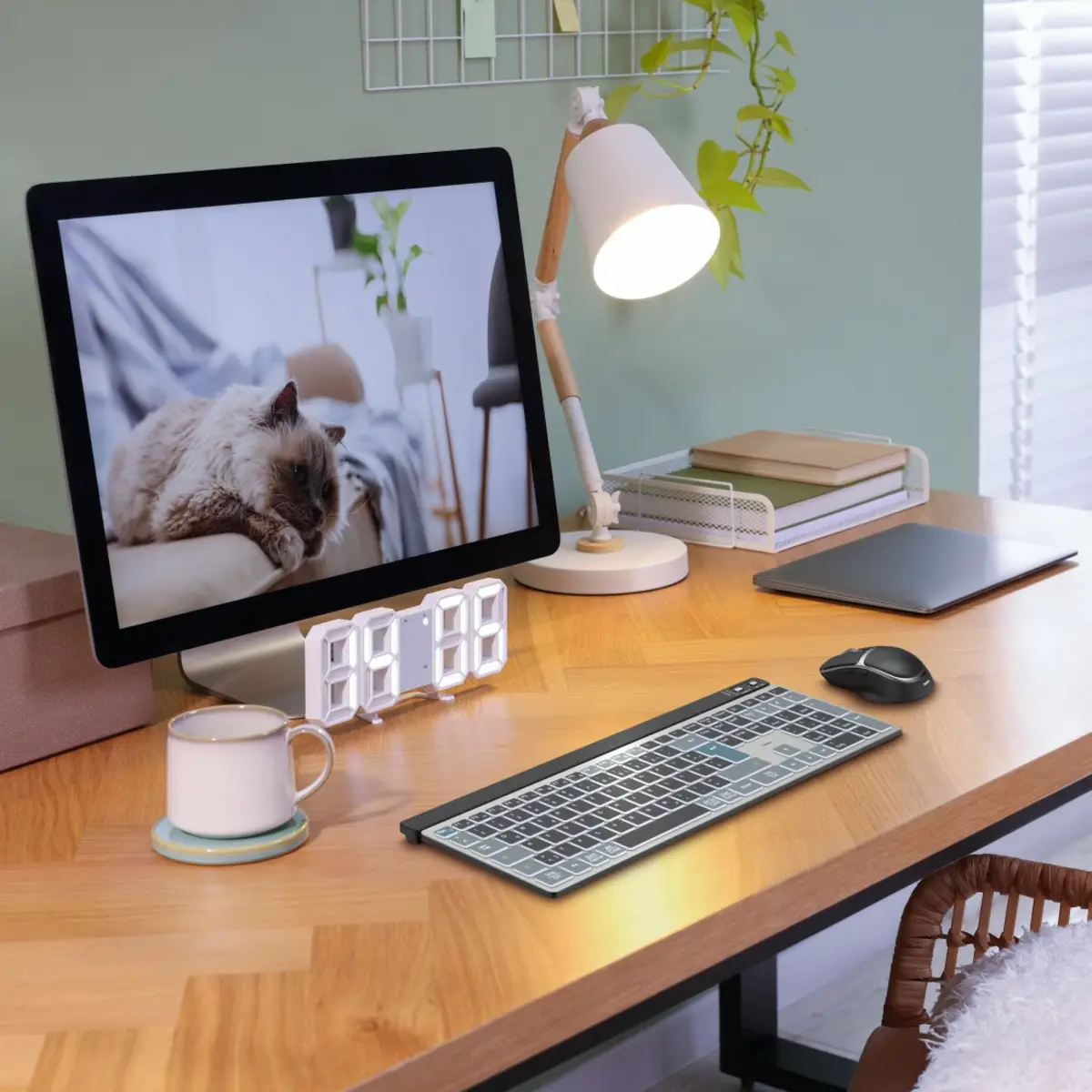 Multi-Device-Tastatur-Maus-Set WKM-750, kabellos, LED, Schwarz, QWERTZ DE