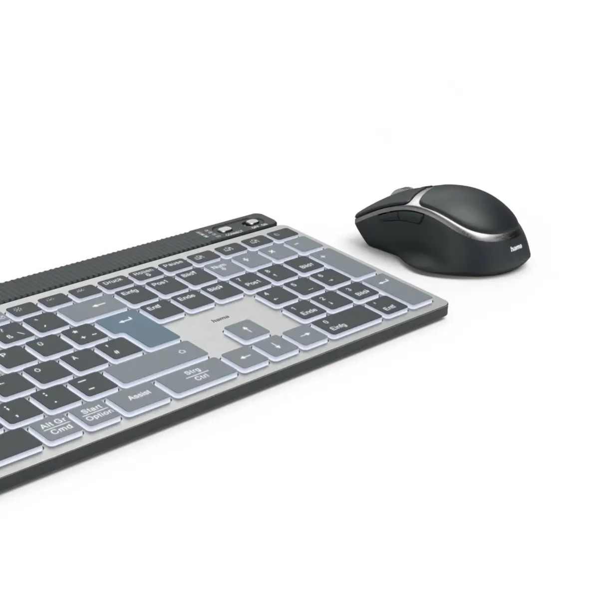 Multi-Device-Tastatur-Maus-Set WKM-750, kabellos, LED, Schwarz, QWERTZ DE