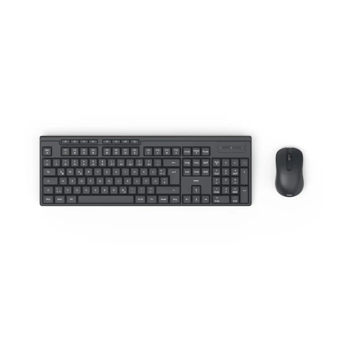 Funktastatur mit Maus WKM-200, kabellos, 8 Media-Tasten, Schw., QWERTZ DE