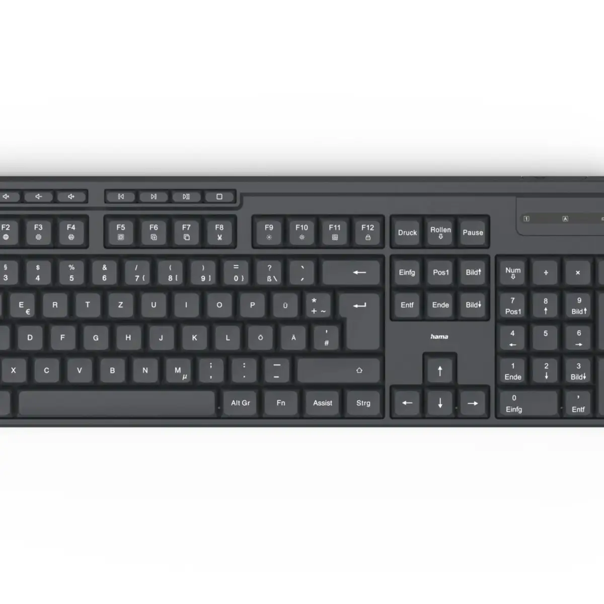 Funktastatur mit Maus WKM-200, kabellos, 8 Media-Tasten, Schw., QWERTZ DE