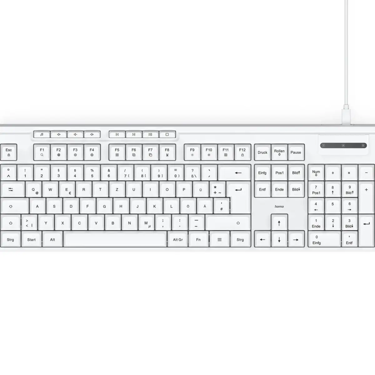 USB-Tastatur CK-200, kabelgebunden, 8 Media-Tasten, Weiß, QWERTZ DE
