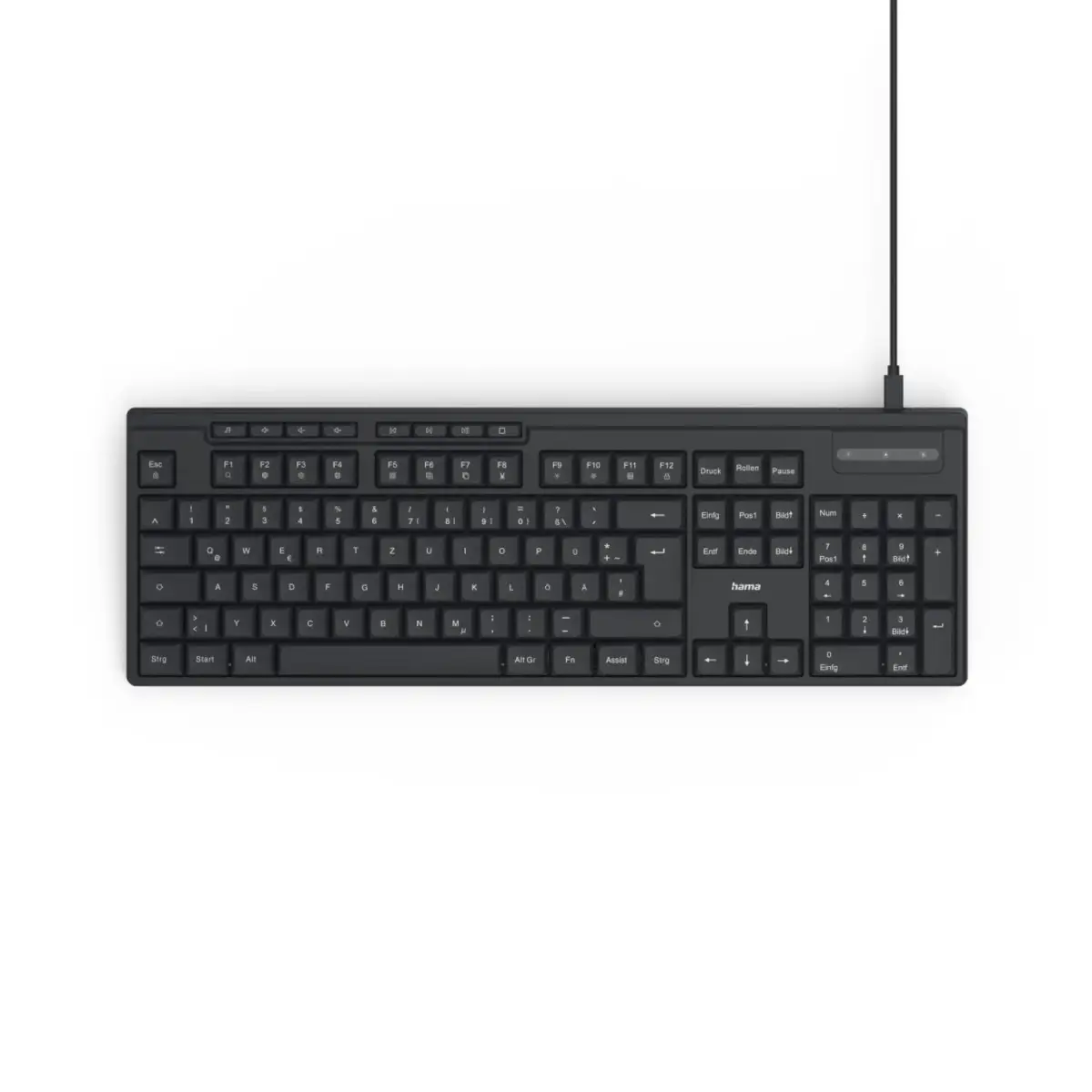 USB-Tastatur CK-200, kabelgebunden, 8 Media-Tasten, Schwarz, QWERTZ DE
