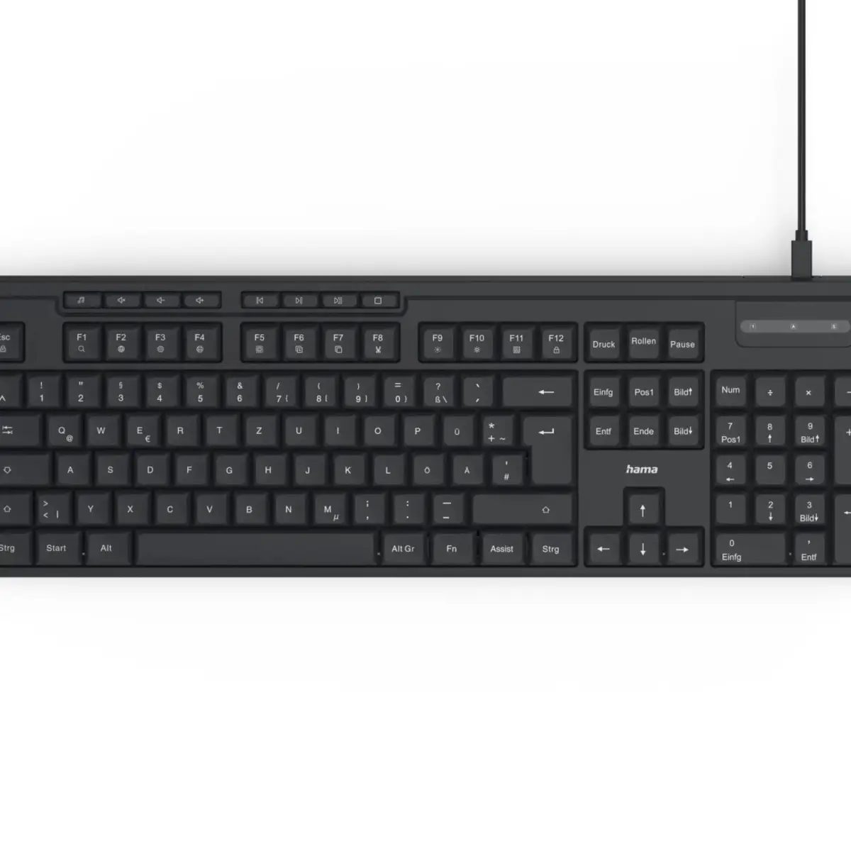 USB-Tastatur CK-200, kabelgebunden, 8 Media-Tasten, Schwarz, QWERTZ DE