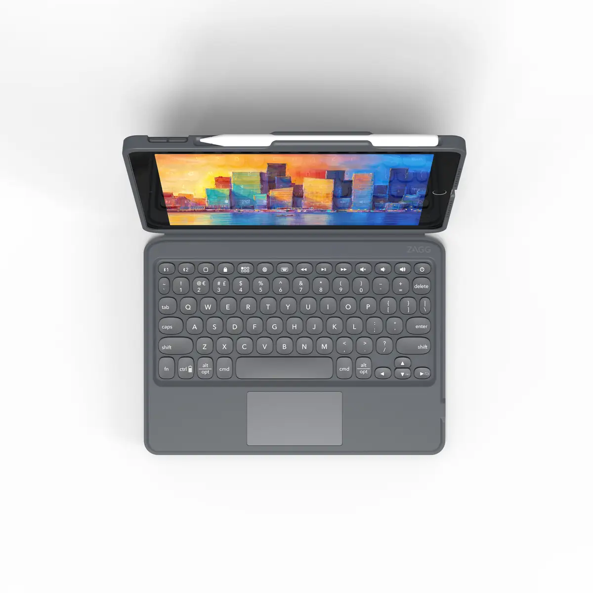 Pro Keys Tastatur und Foliohülle für iPad 10,2" (7./8. Gen.) Deutsch Schwarz/Grau