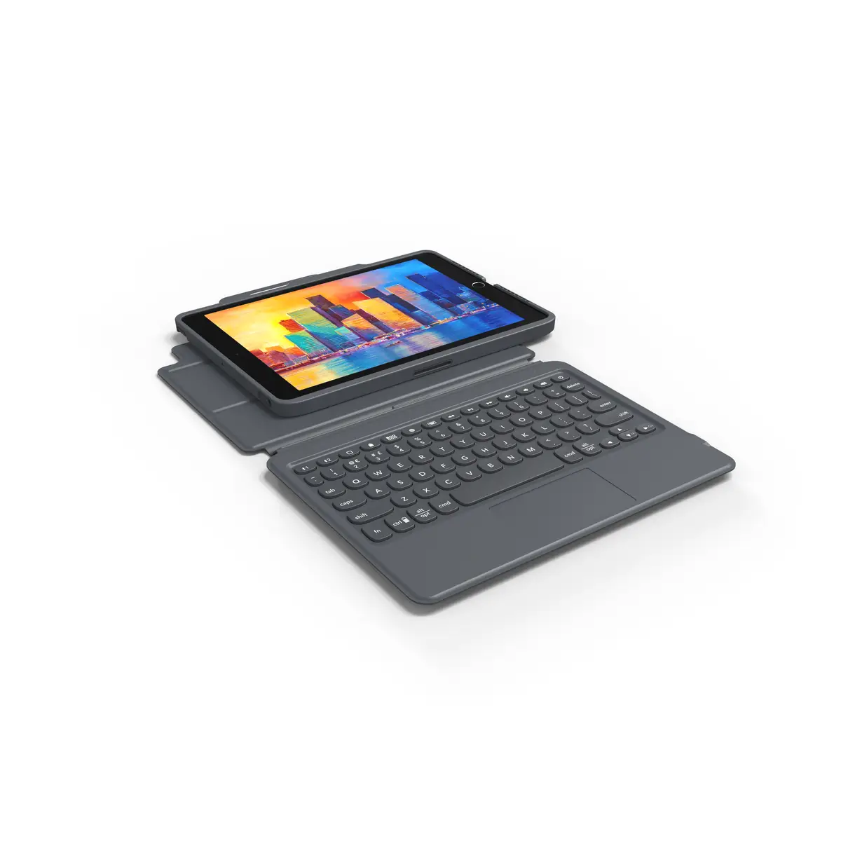 Pro Keys Tastatur und Foliohülle für iPad 10,2" (7./8. Gen.) Deutsch Schwarz/Grau