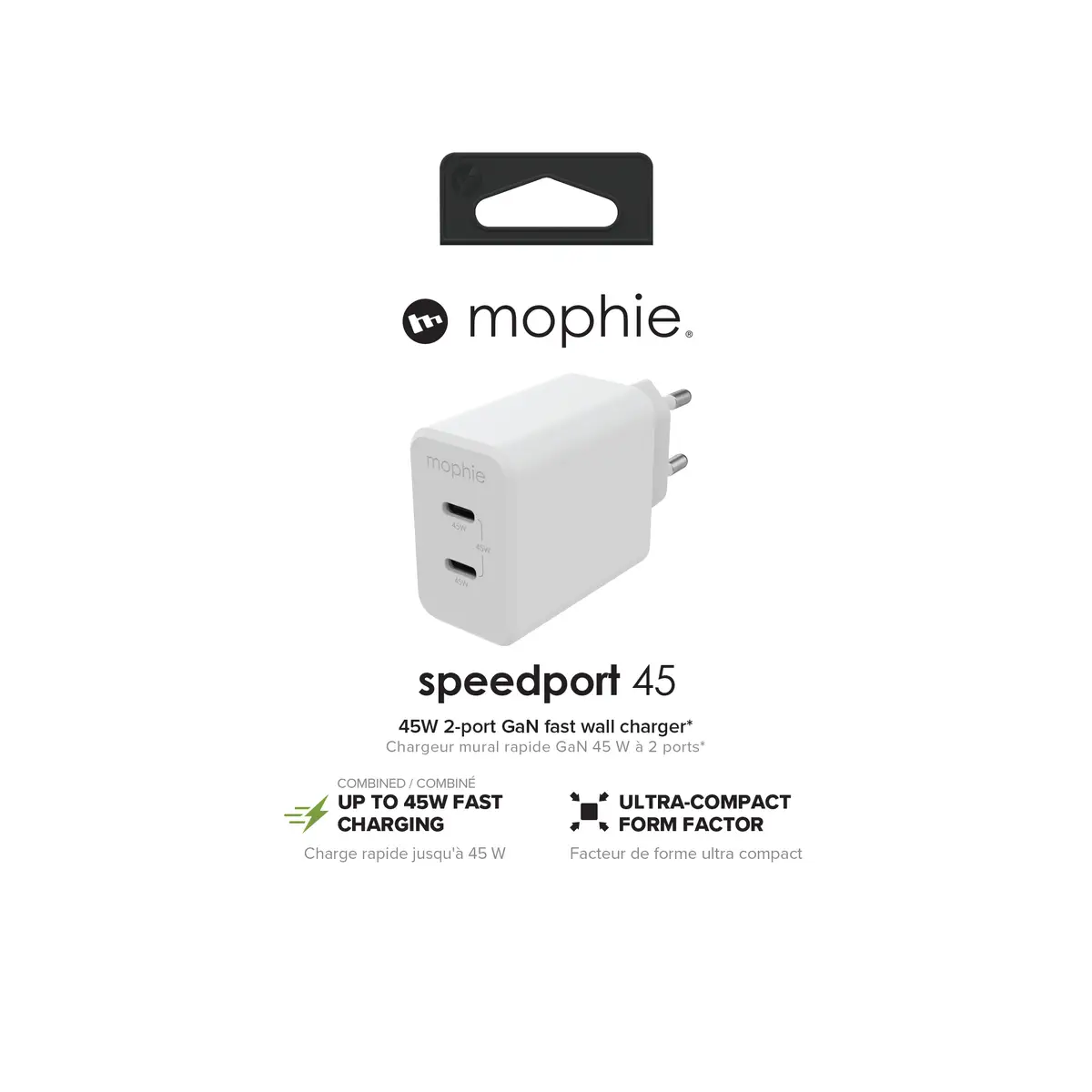-Wall Adapter-USB-C-PD-DUAL-45W-GAN-White-EU(2xUSBC)