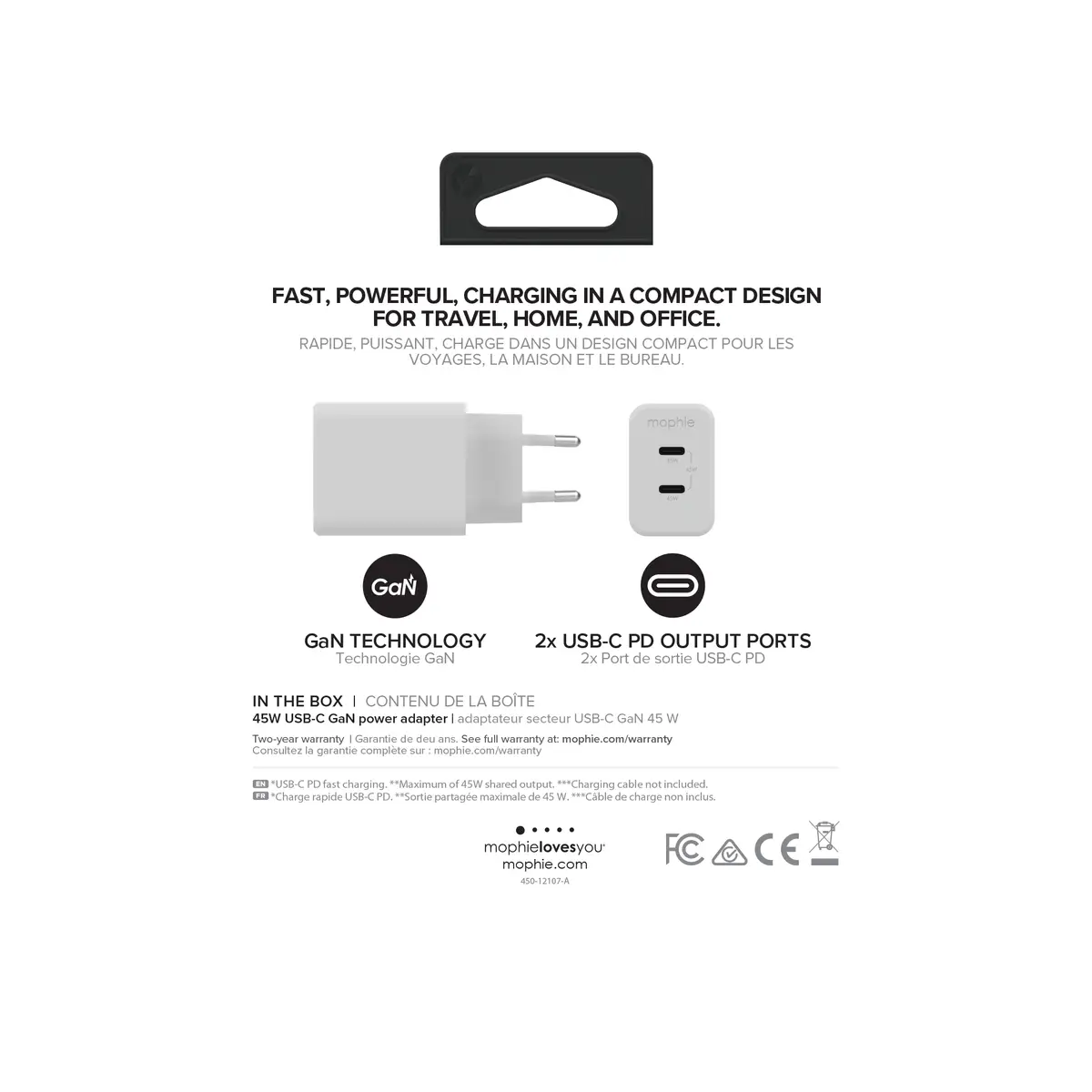-Wall Adapter-USB-C-PD-DUAL-45W-GAN-White-EU(2xUSBC)