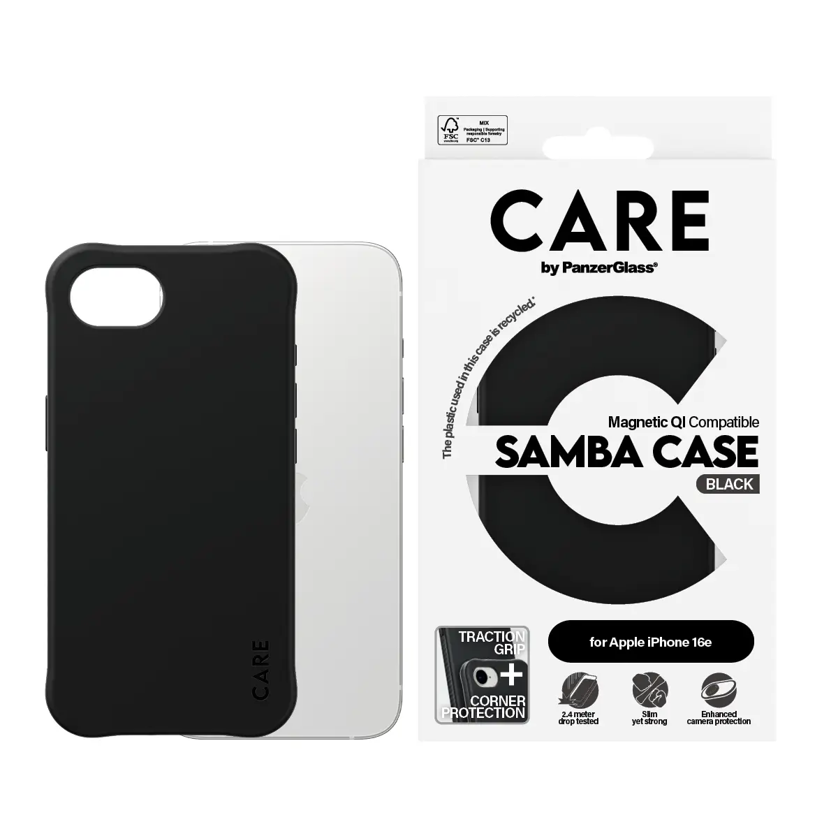 CARE Case Samba für iPhone 16e Schwarz kompatibel mit MagSafe