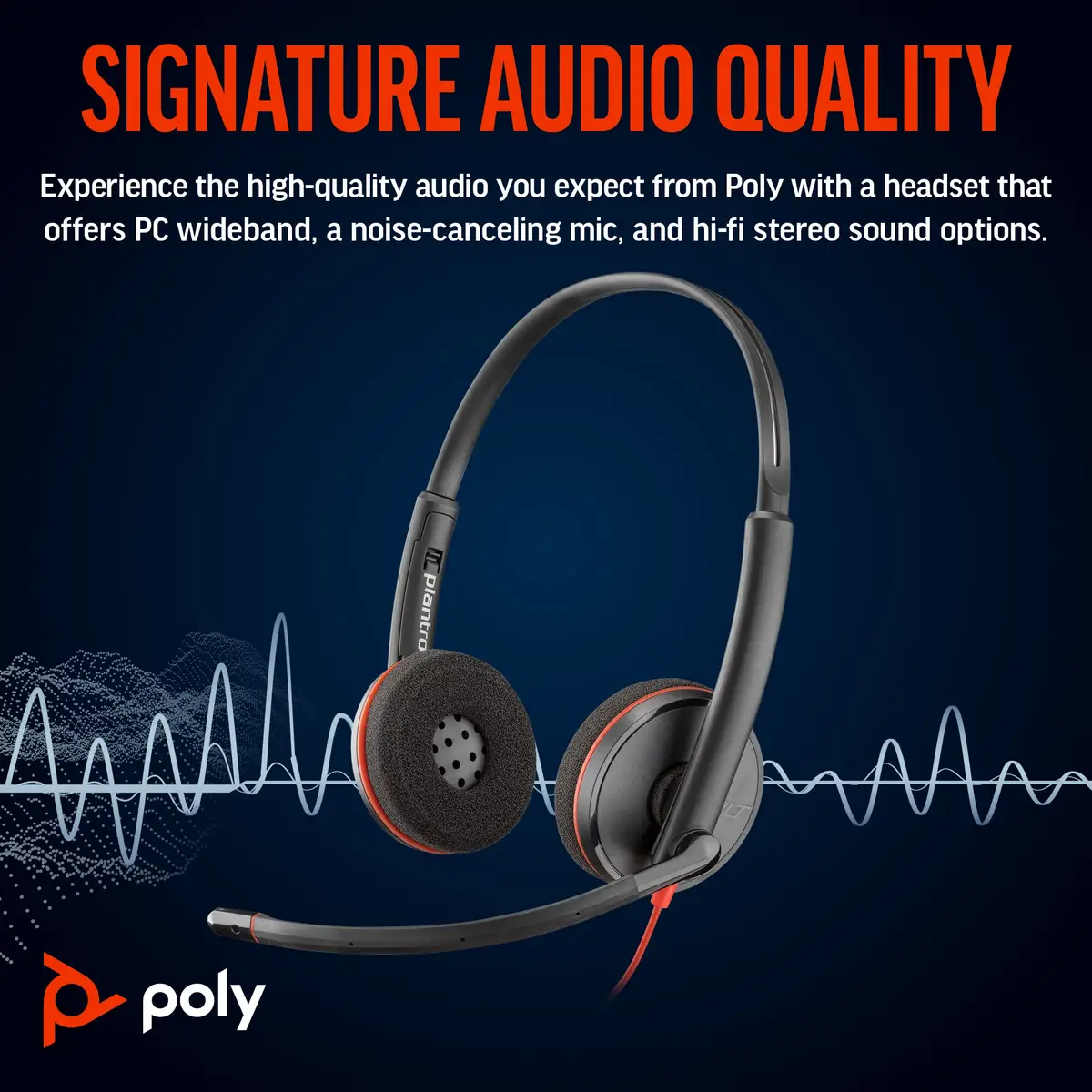 POLY Blackwire C3220 Kopfhörer Kabelgebunden Kopfband Anrufe/Musik USB Typ-C Schwarz, Rot