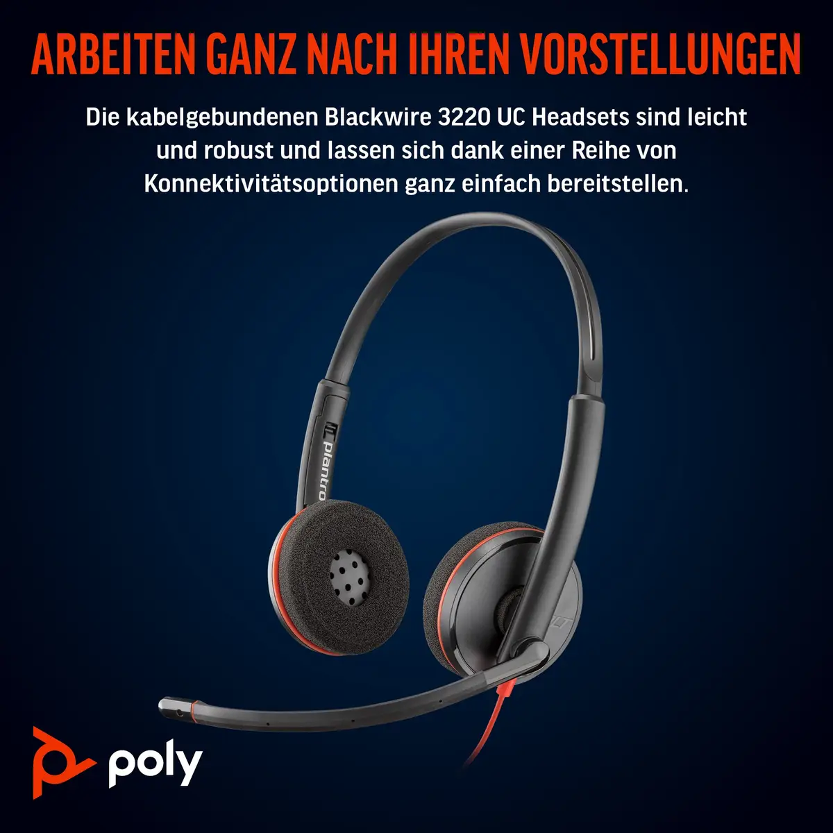 POLY Blackwire C3220 Kopfhörer Kabelgebunden Kopfband Anrufe/Musik USB Typ-C Schwarz, Rot