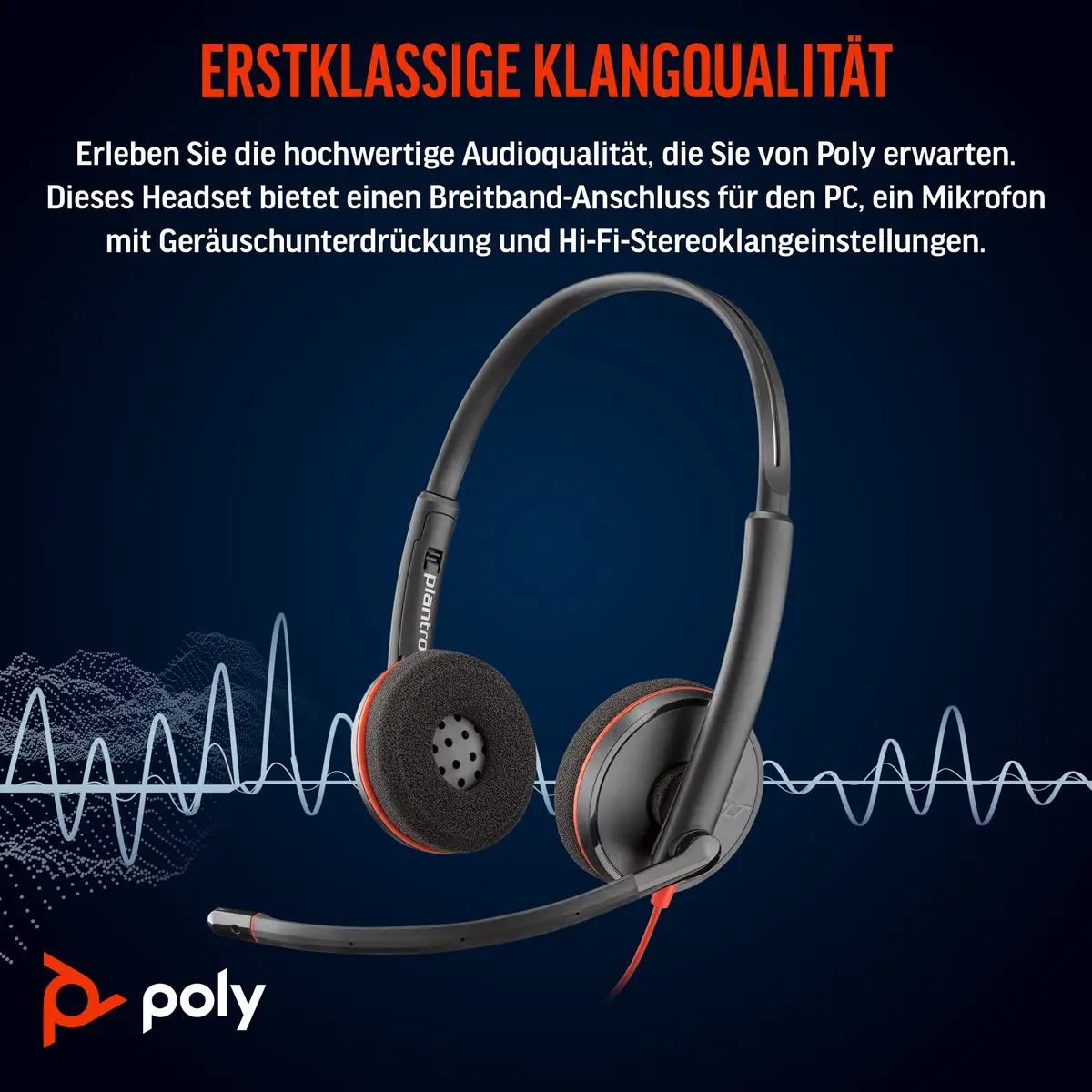 POLY Blackwire C3220 Kopfhörer Kabelgebunden Kopfband Anrufe/Musik USB Typ-C Schwarz, Rot