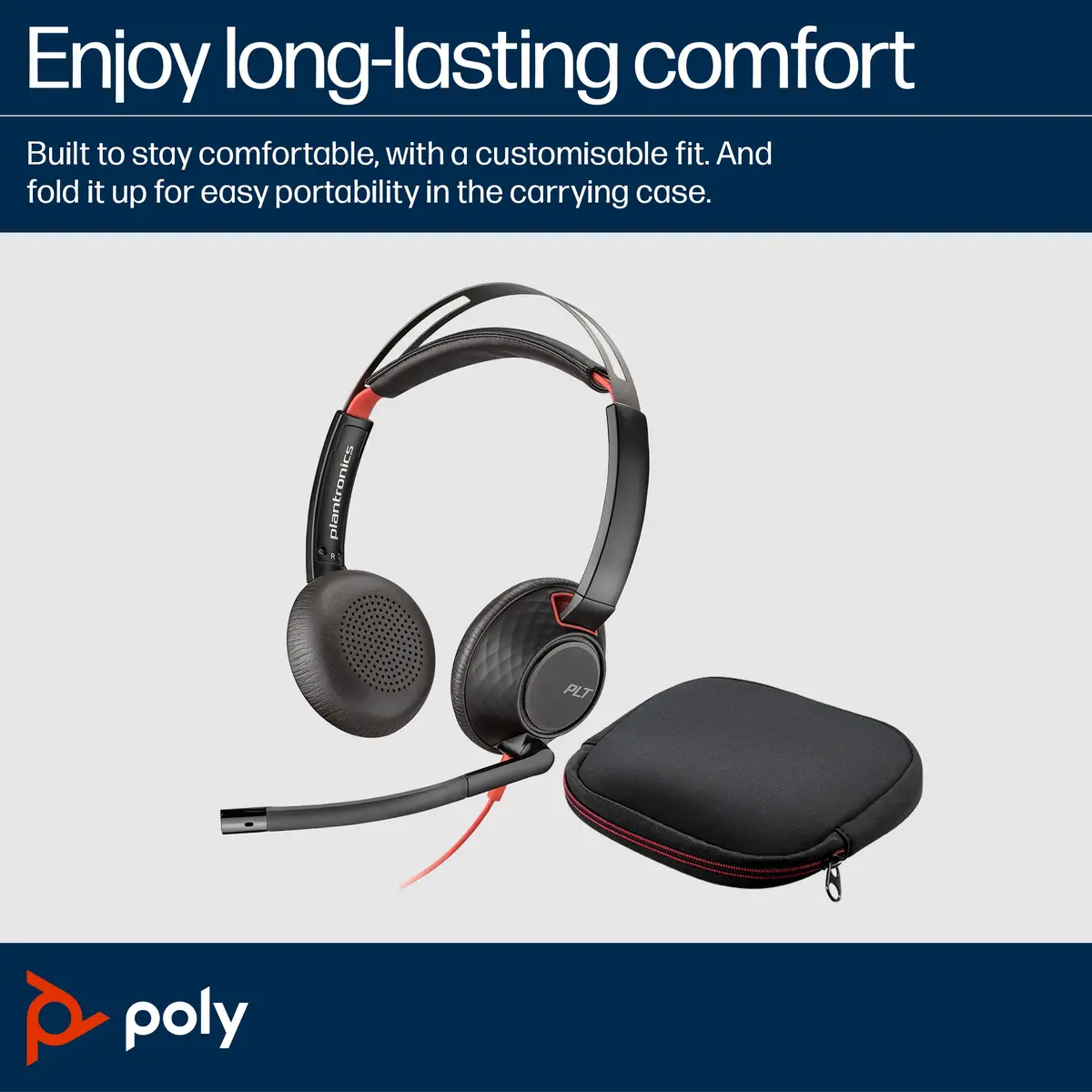 POLY Blackwire 5220 Kopfhörer Kabelgebunden Kopfband Anrufe/Musik USB Typ-C Schwarz, Rot