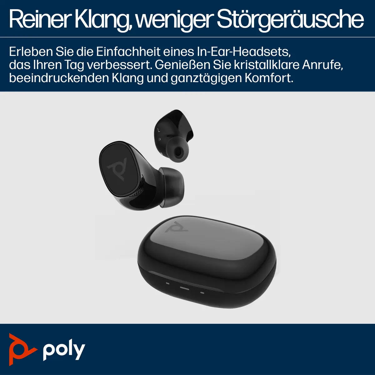 Poly Voyager Free 20 Black Earbuds +Basic Charge Case