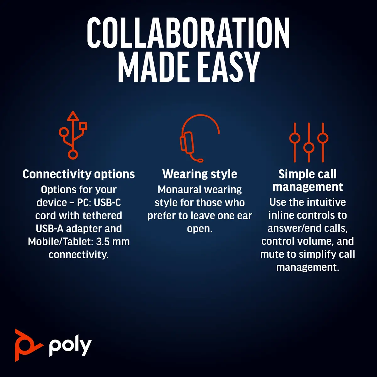 Poly Blackwire 5210 Blackwire 5200 series Headset