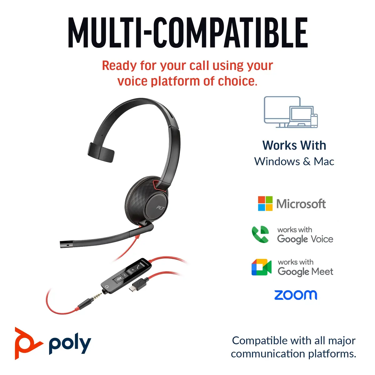 Poly Blackwire 5210 Blackwire 5200 series Headset