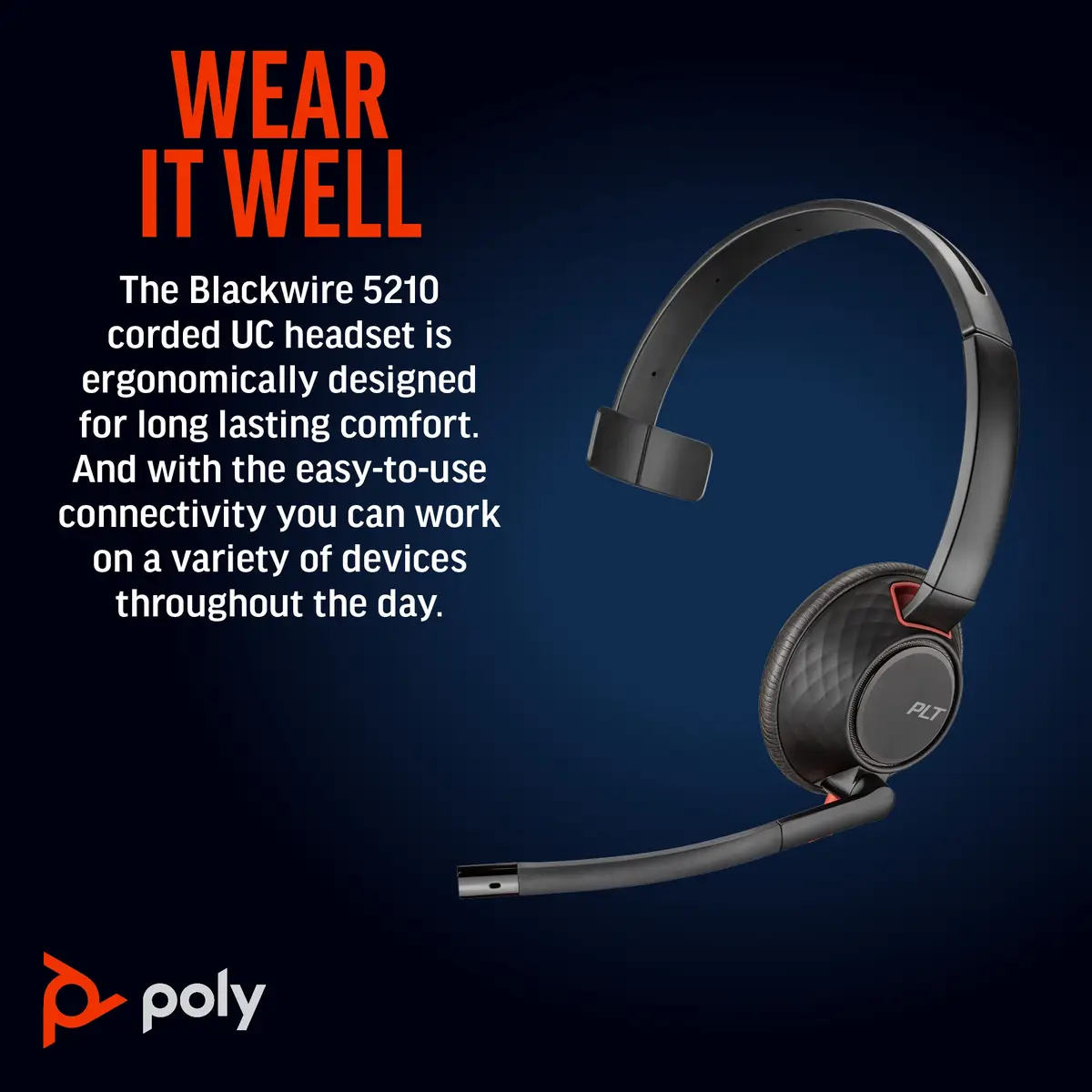 Poly Blackwire 5210 Blackwire 5200 series Headset
