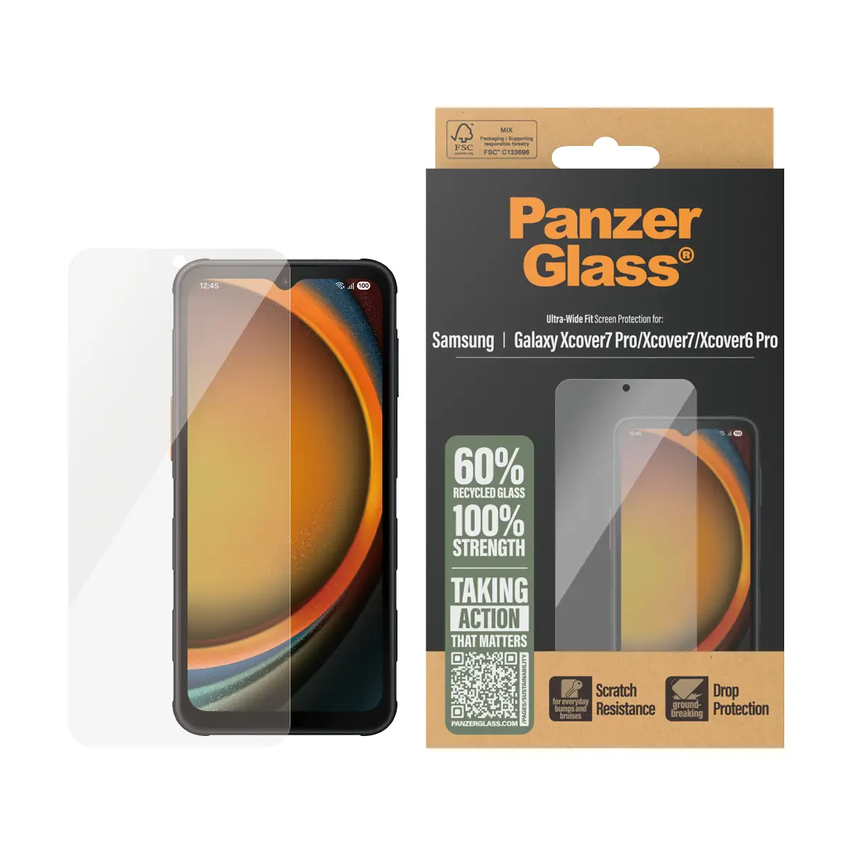 Displayschutz Samsung Galaxy Xcover7 Pro, Xcover7, Xcover6 Pro Ultra-Wide Fit