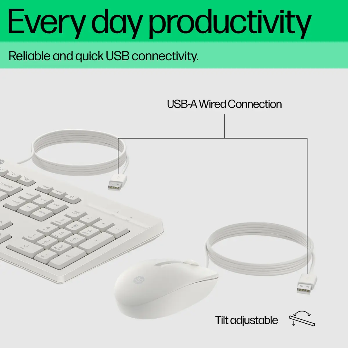 225 Maus und Tastatur (kabelgebunden), Volle Größe (100%), Kabelgebunden, USB, Weiß, Maus enthalten