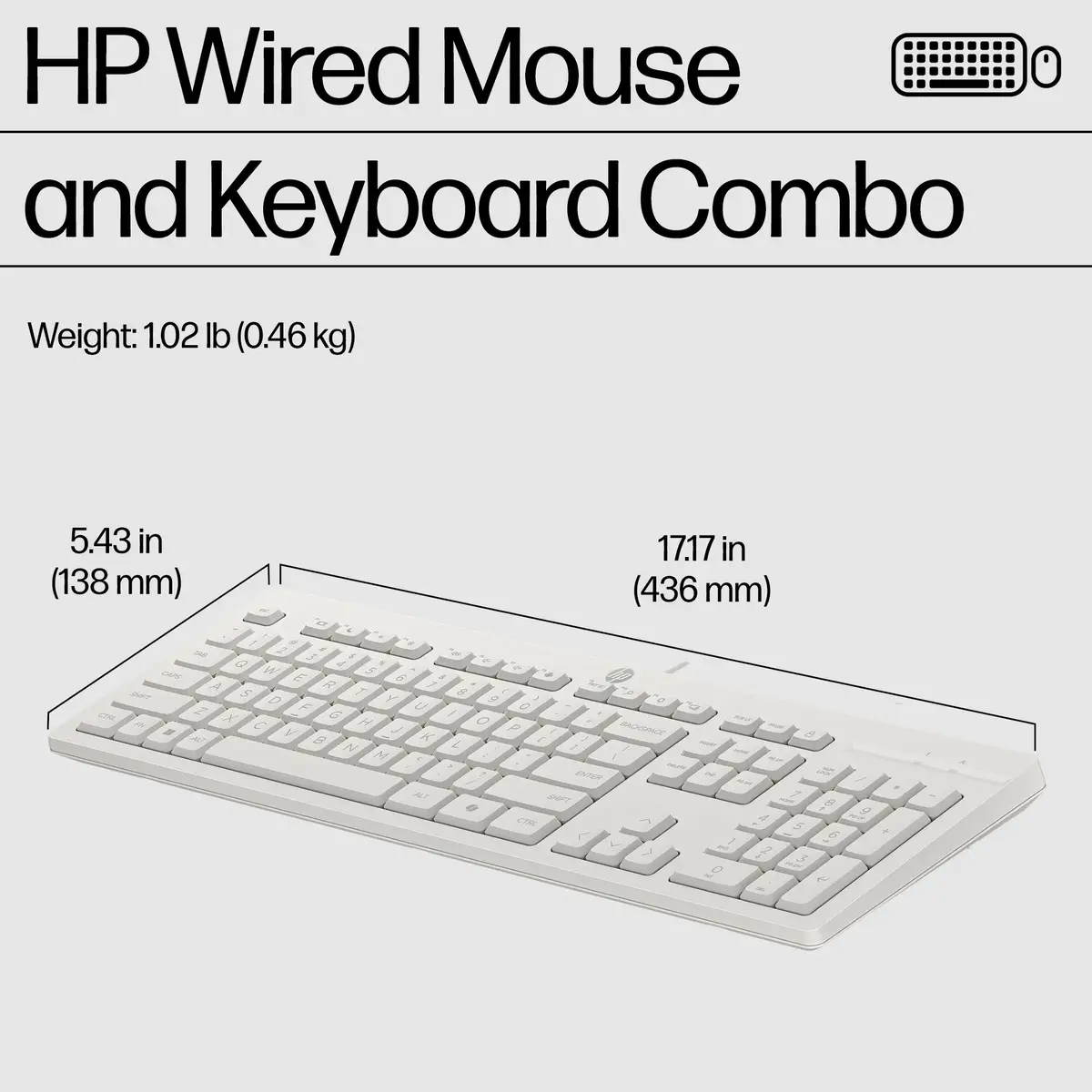 225 Maus und Tastatur (kabelgebunden), Volle Größe (100%), Kabelgebunden, USB, Weiß, Maus enthalten