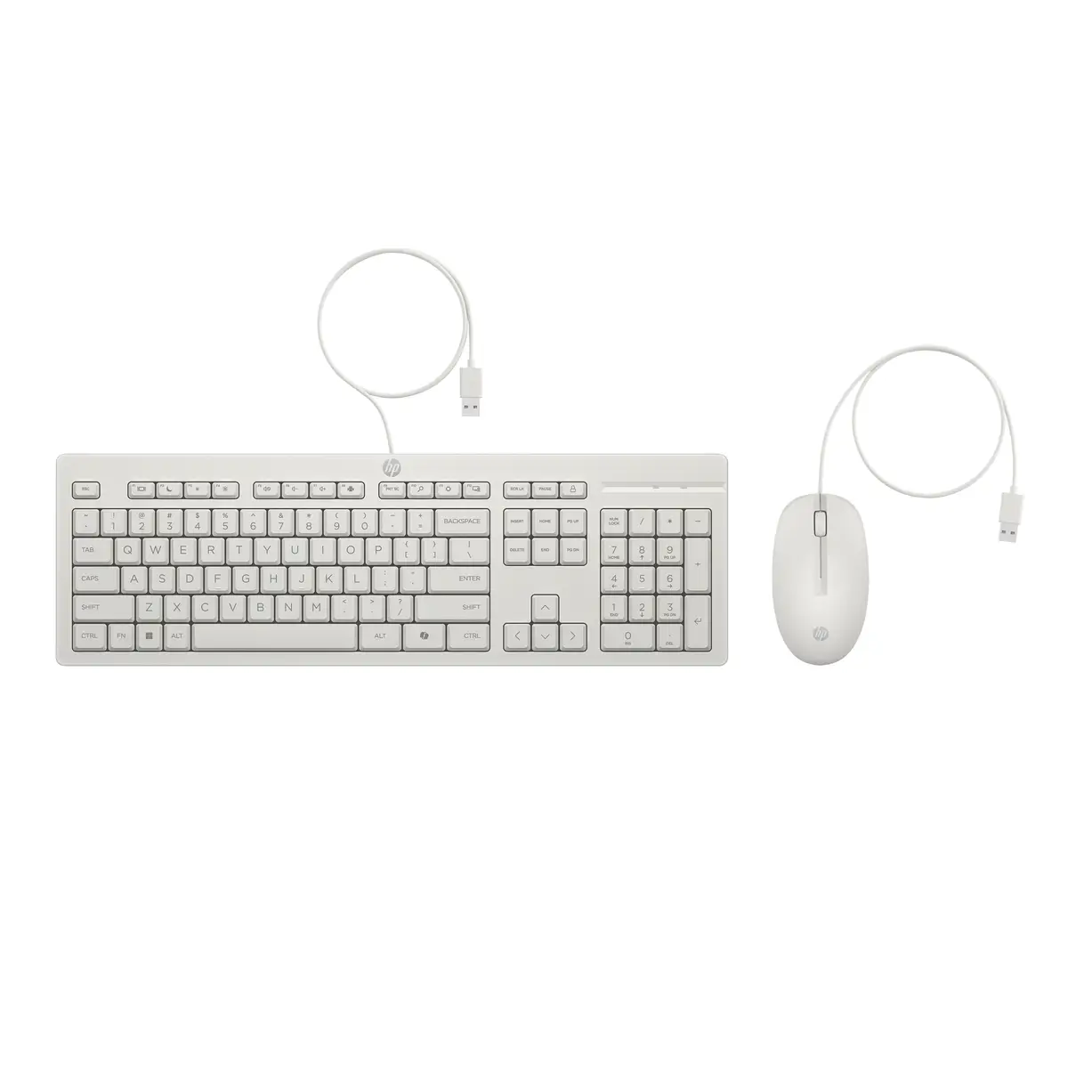 225 Maus und Tastatur (kabelgebunden), Volle Größe (100%), Kabelgebunden, USB, Weiß, Maus enthalten
