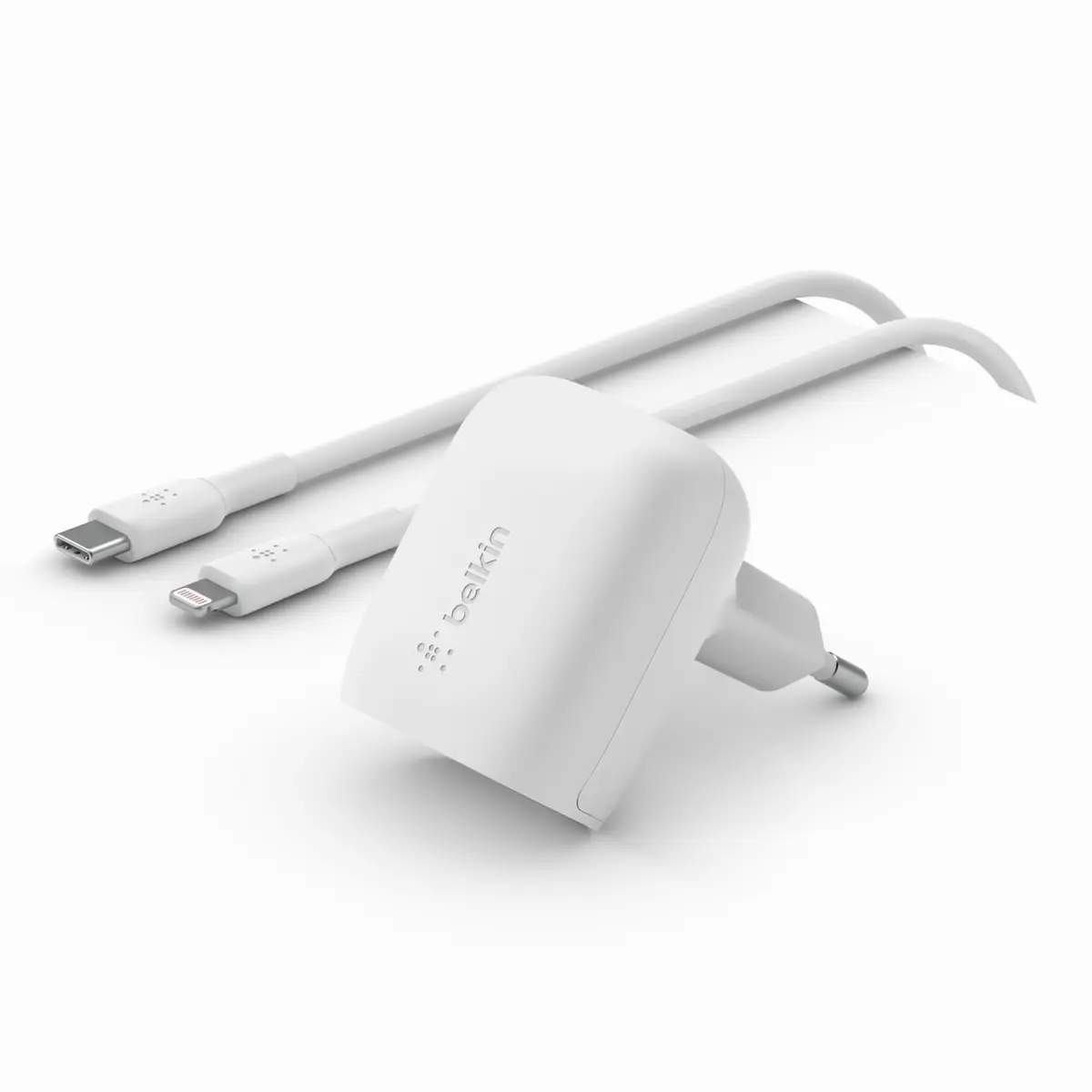 BOOST CHARGE 20W USB-C Ladegerät mit Power Delivery und PPS Technologie mit 1m PVC USB-C auf Lightning, weiß