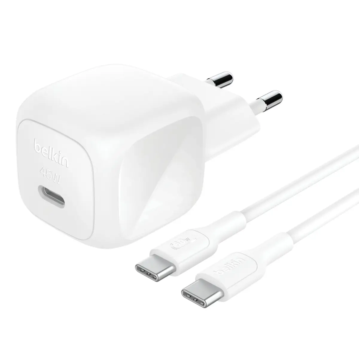 BoostCharge 45 W USB-C Ladegerät mit Power Delivery und PPS, inkl. USB-C / USB-C Kabel, weiß
