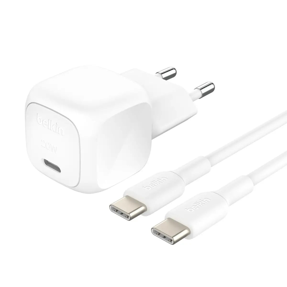 BoostCharge 20W USB-C Ladegerät mit PD und PPS, inkl. 1m USB-C/USB-C Kabel, weiß