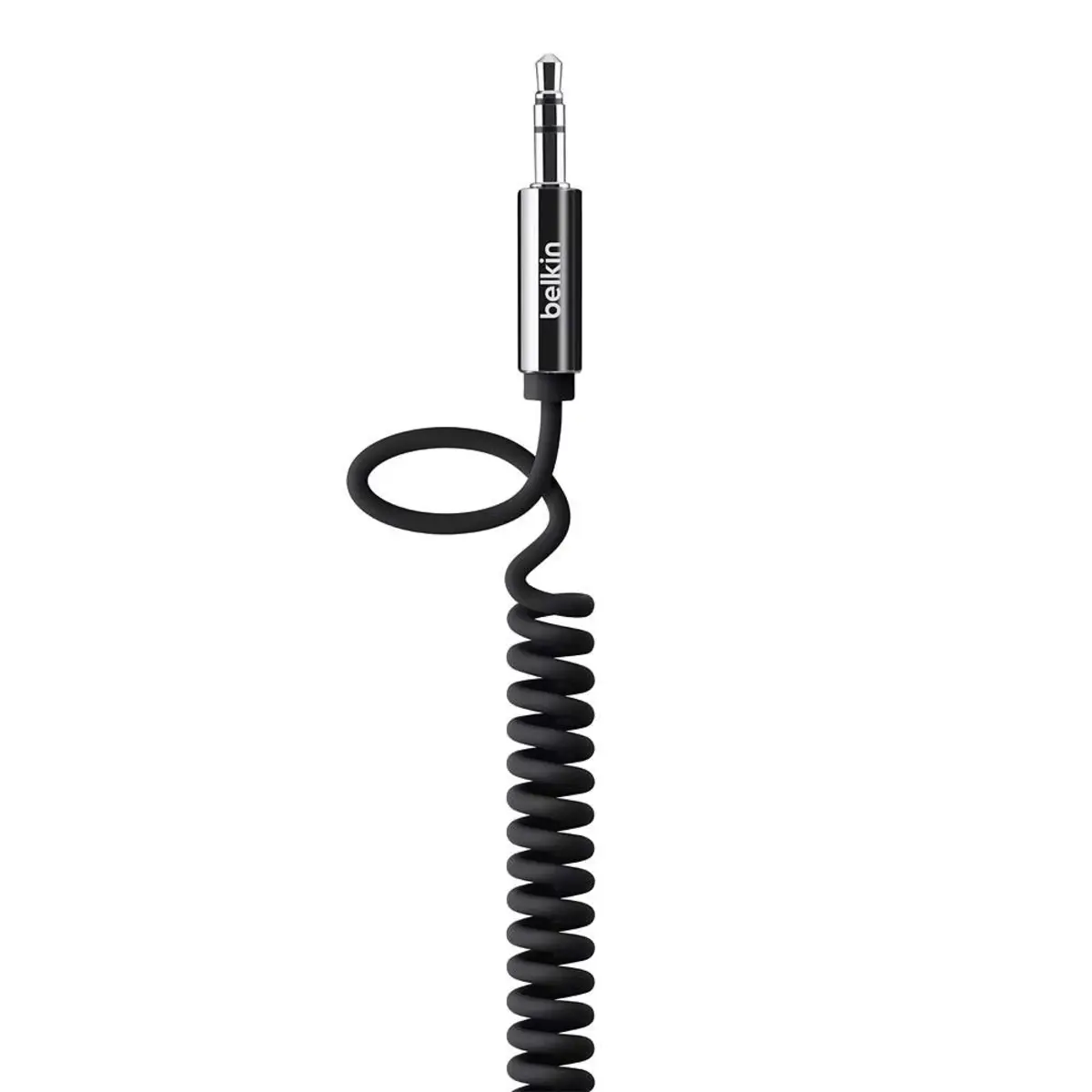 Audio Spiralkabel mit 3.5 mm / 3.5 mm Klinkenanschluss, schwarz, 1.8m