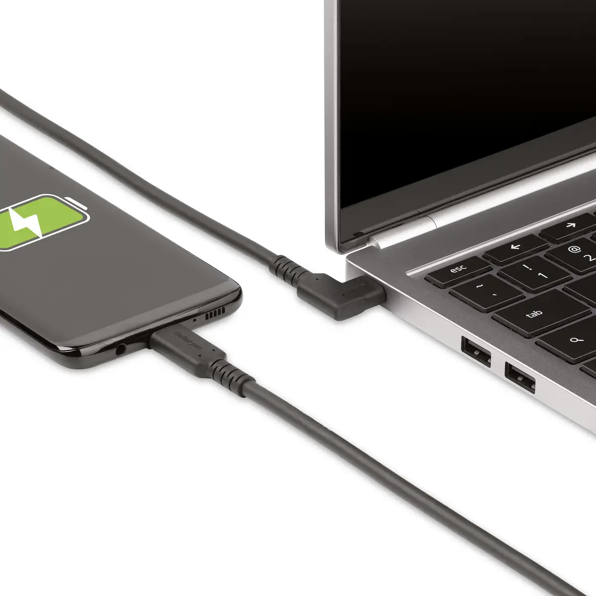 StarTech 50cm USB-C Kabel, Rechtwinklig, USB 10Gbps, 100W (5A) PD, 8K 60Hz4K 144Hz DP Alt-Modus, Robust, Thunderbolt-kompatibel