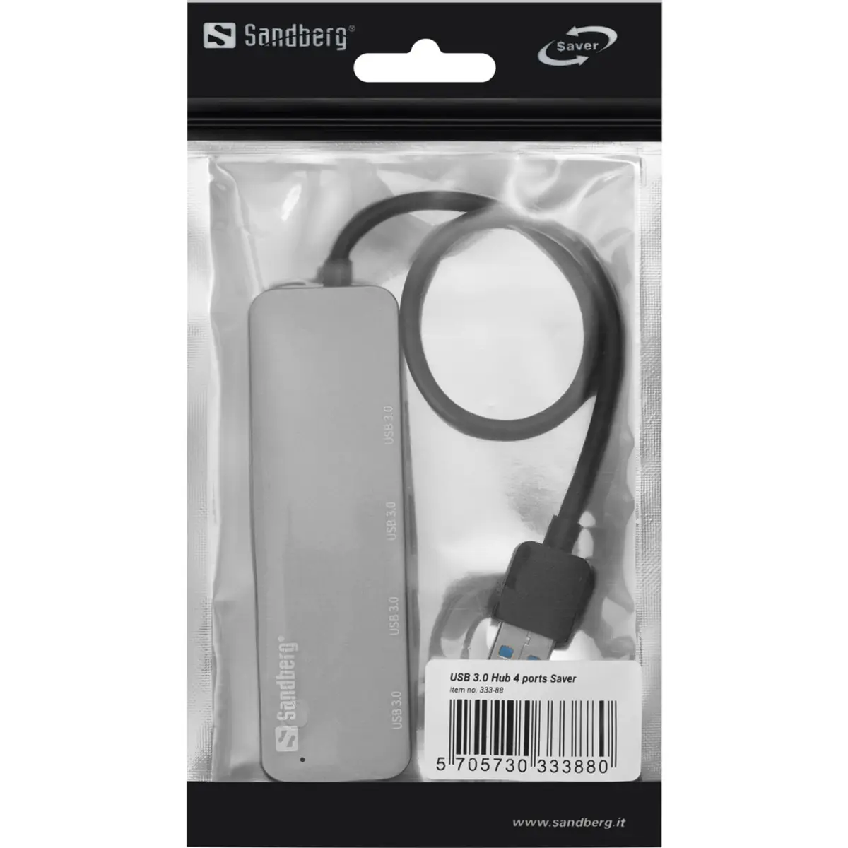 USB 3.0 Hub 4 ports SAVER USB 3.2 Gen 1 (3.1 Gen 1) Type-A USB 3.2 Gen 1 (3.1 Gen 1) Type-A 5000 Mbit/s Silber Aluminium 40 g