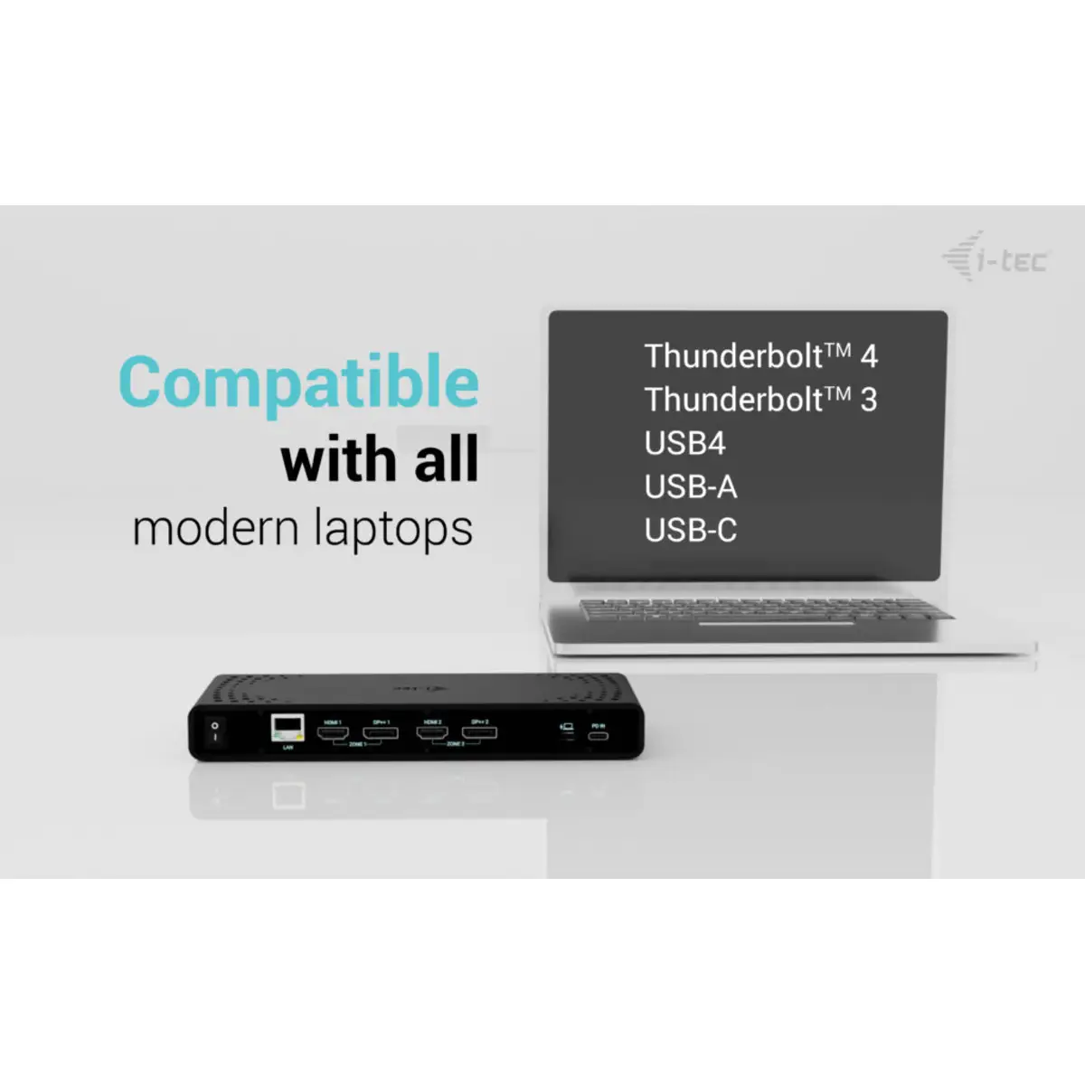 i-tec Universal Dual 4K Display Docking Station, PD 85W + i-tec USB-C Charger 100W