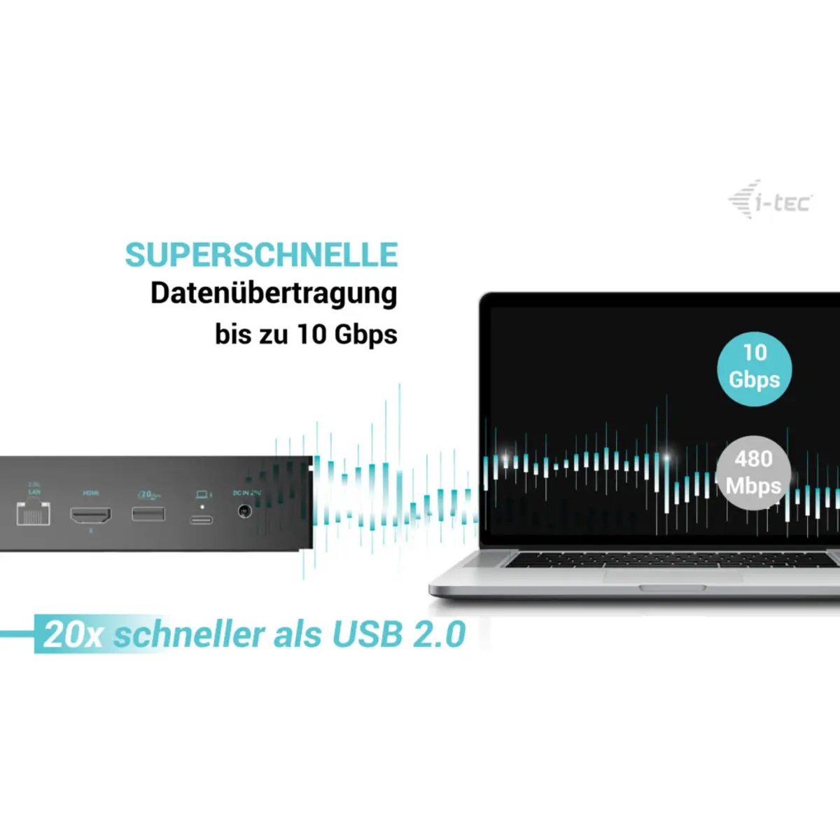 i-tec Universal 5x 4K Display Docking Station, Power Delivery 100W