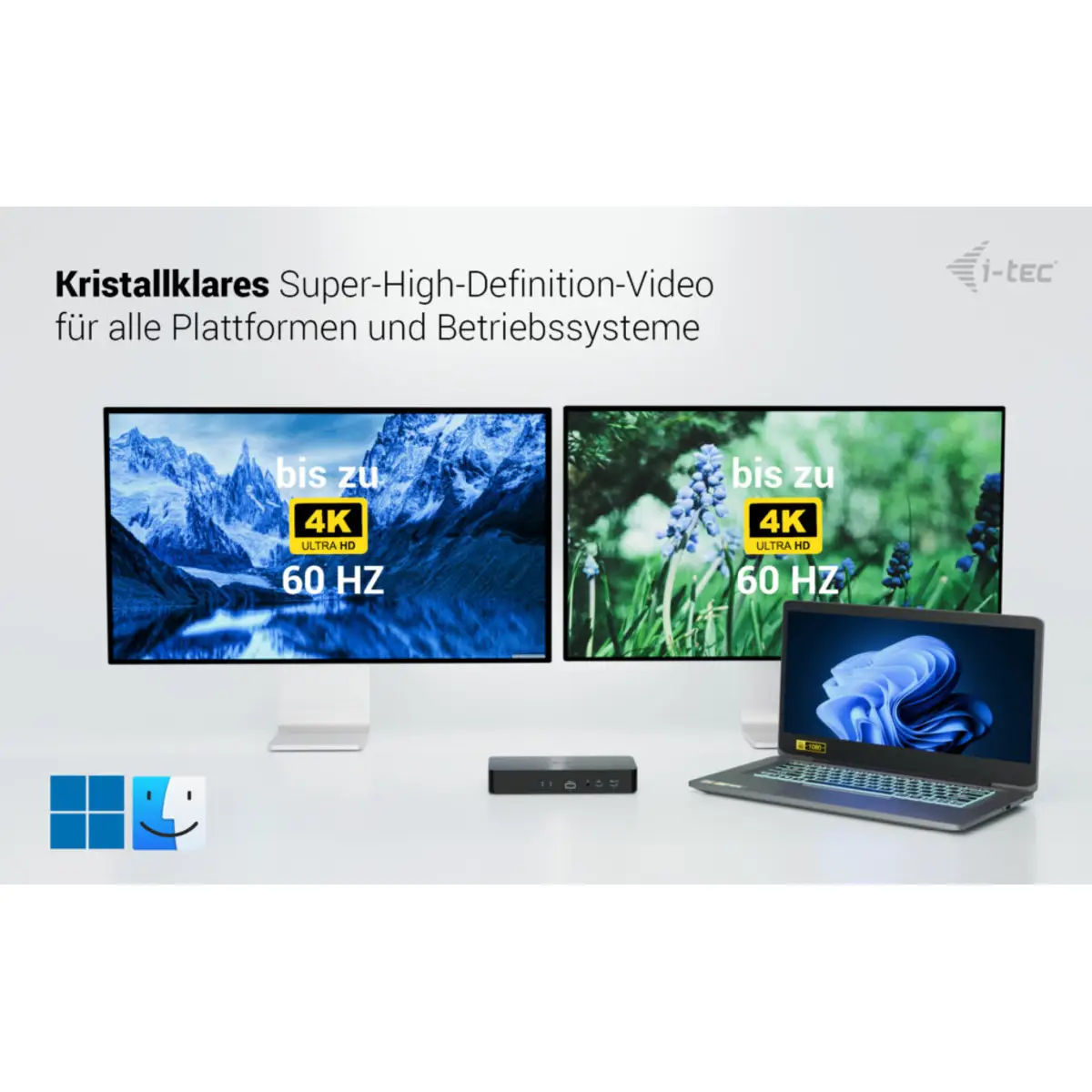 i-tec Universal Intelligent Dual Display Docking Station, Power Delivery 100W