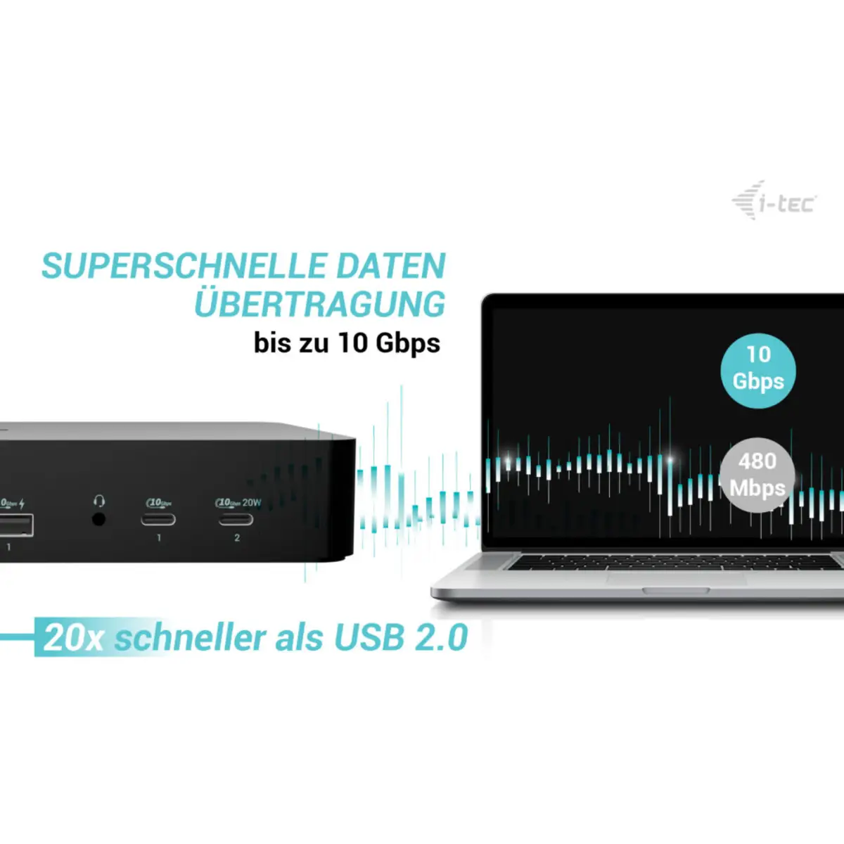 i-tec Universal Intelligent Dual Display Docking Station, Power Delivery 100W